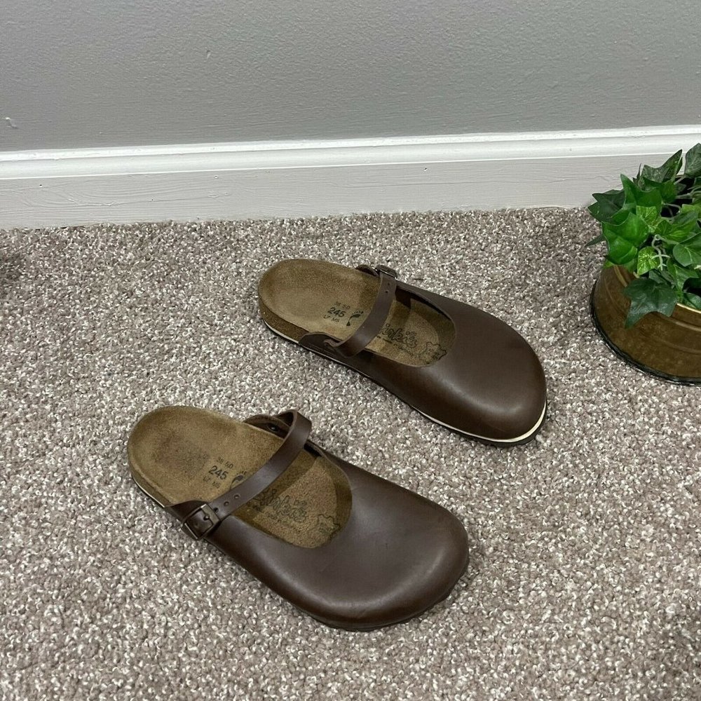 Birkis Birkenstock Women's ROSEMEAD Brown Leather Mary Jane Mule Clogs Size 7 - Picture 6 of 10